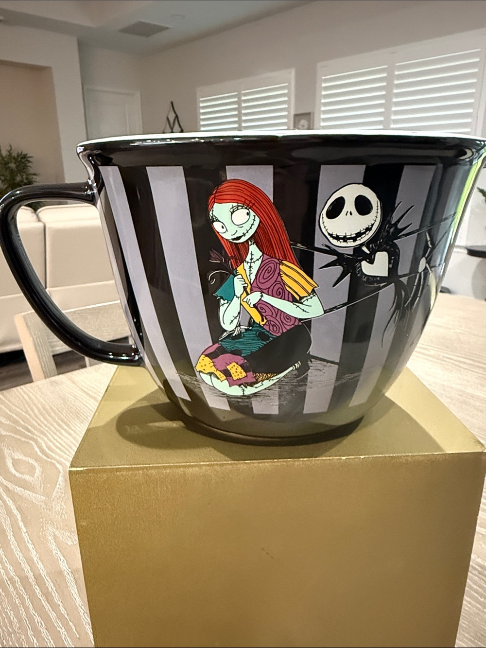 The Nightmare Before Christmas Sally & Jack Oversized Black Ceramic Mug